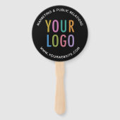 Zwarte Hand gehouden Ventilator met Bedrijf Logo C Handwaaier (Voorkant)