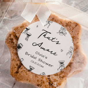 Zwarte Hand getekend, dat is Amore Vrijgezellenfee Ronde Sticker