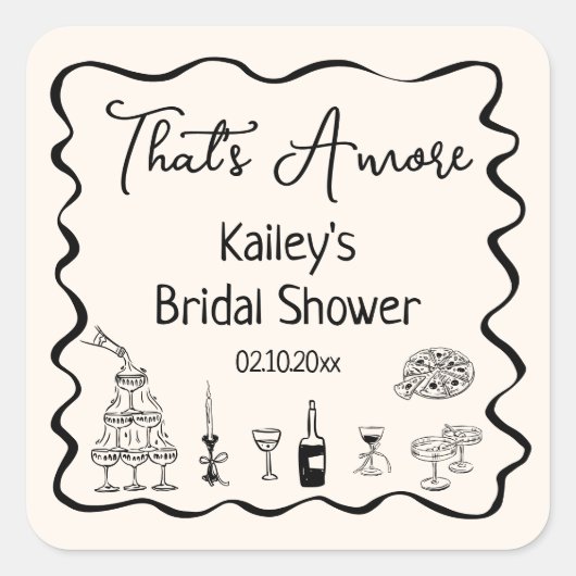 Zwarte Hand Getekend Dat is Liefde Bruidsfeestje Vierkante Sticker (Voorkant)