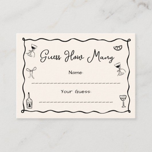 Zwarte Hand Getekend Vrijgezellenfeest Raad eens h Informatiekaartje (Voorkant)