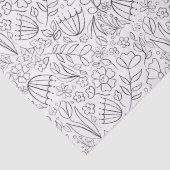Zwarte hand getekende doodle bloemen tissuepapier (Detail)