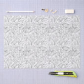 Zwarte hand getekende doodle bloemen tissuepapier (Craft)