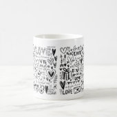 Zwarte Hand getekende Valentijnsdag liefde doedels Koffiemok (Center)