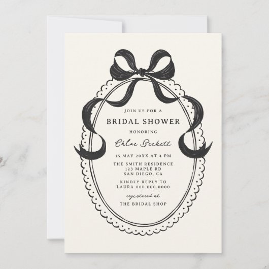 Zwarte Hand Getrokken Boog Lijst Vrijgezellenfeest Kaart (Voorkant)