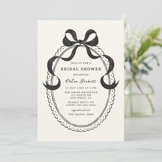 Zwarte Hand Getrokken Boog Lijst Vrijgezellenfeest Kaart (Staand voorkant)