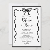 Zwarte Hand Getrokken Boog Lint Sketch Wedding Kaart (Voorkant)