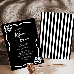 Zwarte Hand Getrokken Boog Lint Sketch Wedding Kaart