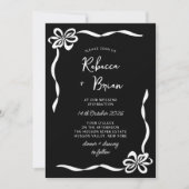 Zwarte Hand Getrokken Boog Lint Sketch Wedding Kaart (Voorkant)