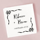 Zwarte Hand Getrokken Boog Lint Sketch Wedding Servet