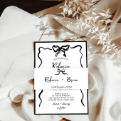 Zwarte Hand Getrokken Boog Lint Sketch Wedding Uitnodigingen Wikkel