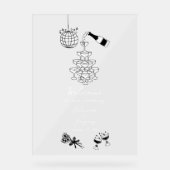 Zwarte Hand Getrokken Illustraties Doodles Huwelij Acryl Bord (Voorkant)