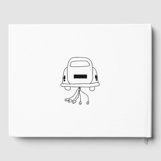 Zwarte Hand Getrokken Illustraties Doodles Huwelij Gastenboek (Achterkant)