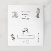 Zwarte Hand Getrokken Illustraties Doodles Huwelij Plaatskaartje (Buitenkant ongevouwen)