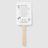 Zwarte Hand Getrokken Illustraties Trouwprogramma Handwaaier (Achterkant)