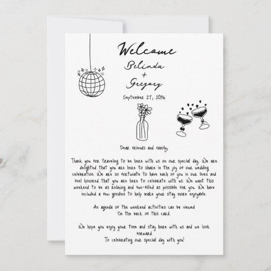 Zwarte Hand Getrokken Illustraties Trouwroute (Voorkant)