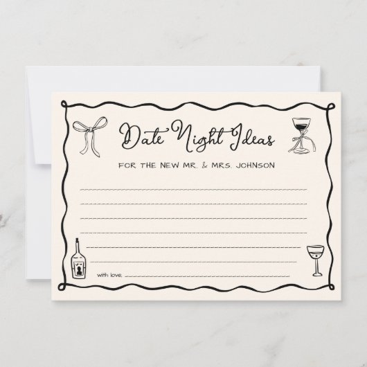 Zwarte Hand Getrokken Trouwdatum Night Ideeën Kaar Kaart (Voorkant)