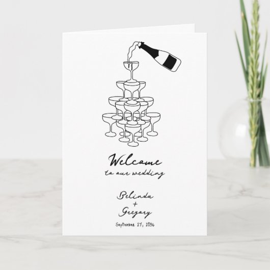 Zwarte Hand Getrokken Wedding Orde van Service Programma (Voorkant)