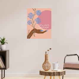 Zwarte hand kunst met Rozen en affirmaties Poster