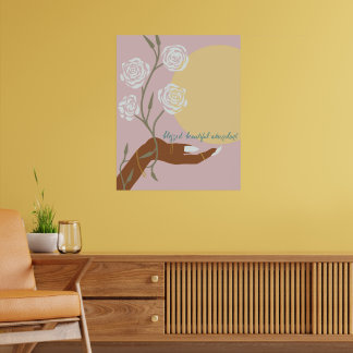 Zwarte hand kunst met Rozen en affirmaties Poster