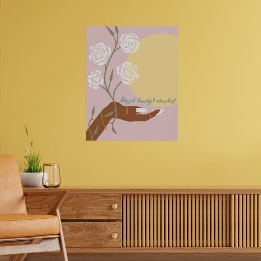 Zwarte hand kunst met Rozen en affirmaties Poster (Woonkamer 2)
