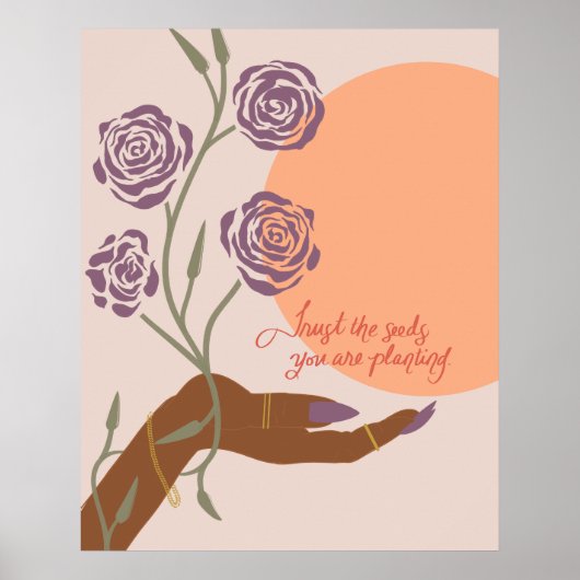 Zwarte hand kunst met Rozen en affirmaties Poster (Voorkant)