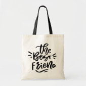 Zwarte Hand Lettered De Beste Vriend Canvas tas (Voorkant)