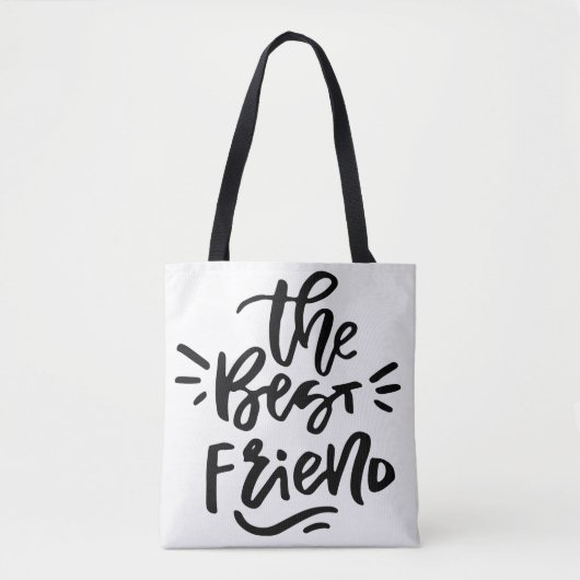 Zwarte Hand Lettered Quote de beste vriend tas (Voorkant)
