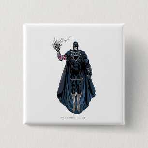 Zwarte hand met schedel 1 vierkante button 5,1 cm