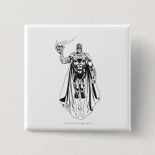 Zwarte hand met schedel 3 vierkante button 5,1 cm