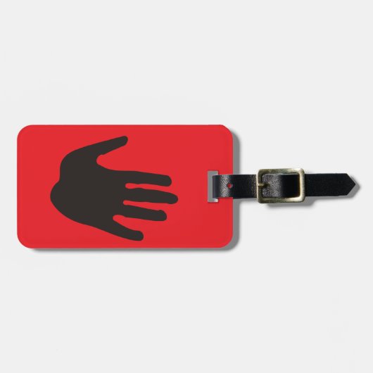 Zwarte hand stop rood bagagelabel (Voorkant horizontaal)