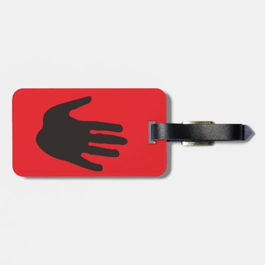 Zwarte hand stop rood bagagelabel (Achterkant horizontaal)
