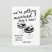 Zwarte Hand Teken Wedding Whimsical Kaart (Staand voorkant)