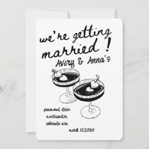 Zwarte Hand Teken Wedding Whimsical Kaart