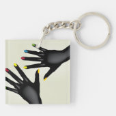 Zwarte handen met beschilderde nagels sleutelhanger (Achterkant)