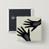 Zwarte handen met beschilderde nagels vierkante button 5,1 cm (Voorkant /achterkant)