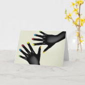 Zwarte handen met kleurrijke nagels Pop Art Kaart (Gele Bloem)