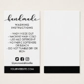 Zwarte handgemaakte wasinstructies Sociale media Visitekaartje (Voorkant /achterkant)