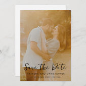 Zwarte handgeschreven bekleding Verticale foto QR- Save The Date (Voorkant / Achterkant)