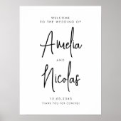 Zwarte handgeschreven kalligrafie Welkomstwoord Poster (Voorkant)