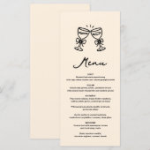 Zwarte Handgetekende Champagne Whimsical Huwelijk Menu (Voorkant / Achterkant)