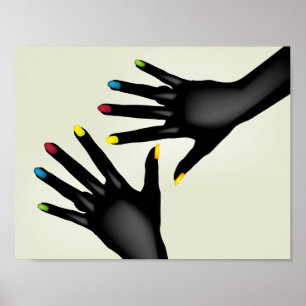 Zwarte handjes met geverfd nagelPoster Poster