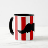 Zwarte Handlebar Mustache met Barber Shop Pole Mok (Voorkant links)