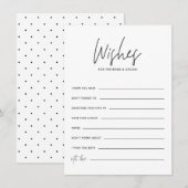 Zwarte handschriftwensen voor de bruid en bruidego informatiekaartje (Voorkant / Achterkant)