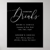 Zwarte handtekening Drink trouwteken. Bride & Groo Poster (Voorkant)