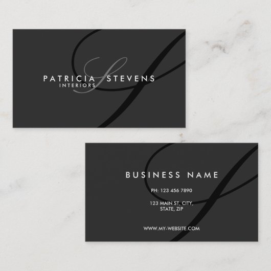 Zwarte handtekening Elegant Moderne Visitekaartjes (Voorkant / Achterkant)