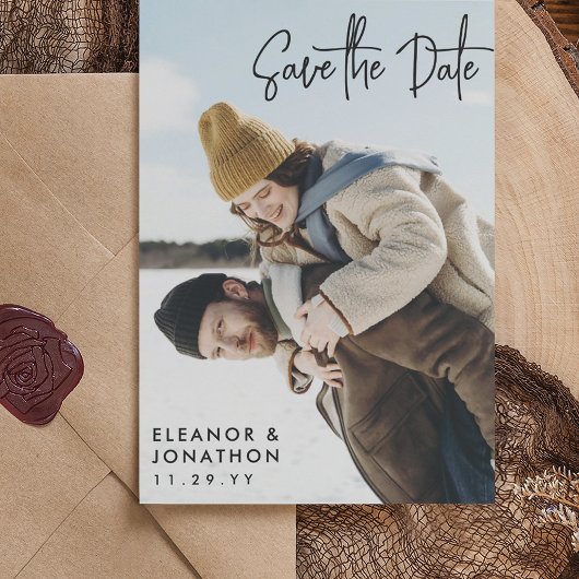 Zwarte handtekening script foto save the date