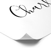 Zwarte handtekening script foto trouw welkom bord poster (Hoek)