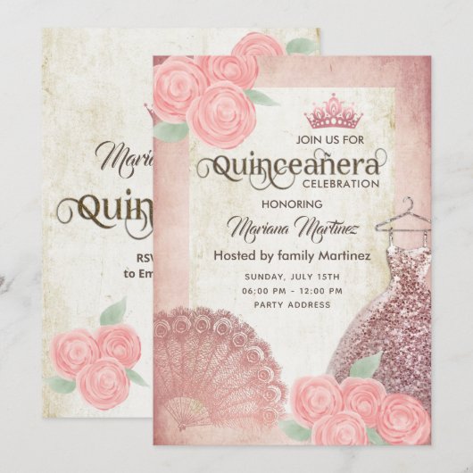  zwarte-handventilator rozen tiara Quince Inv Kaart (Voorkant / Achterkant)