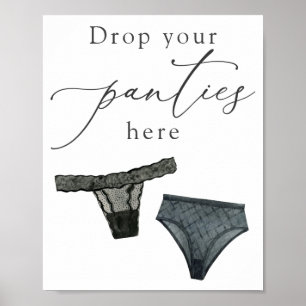 Zwarte Hang Je Slipje Hier Ondergoed Douche Bord Poster