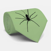 Zwarte Hangende Spin op Lichte Sage Groene Kleur Stropdas (Opgerold)